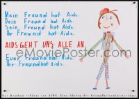 3z278 AIDS GEHT UNS ALLE AN 23x33 Austrian special poster 1990s HIV/AIDS, crayon artwork!