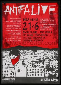 3z291 ANTIFALIVE 19x27 Greek special poster 2000s guy putting on a red mask, ANTIFA!