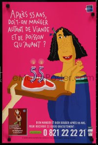 3z295 APRES 55 ANS 16x24 French special poster 2000s art of steak w/ candles by Beatrice Sautereau!