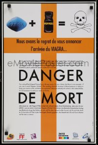 3z314 DANGER DE MORT 16x24 French special poster 1990s Viagra + poppers = death!
