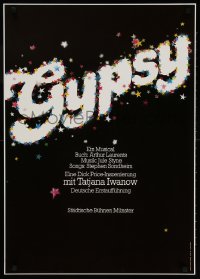 3z149 GYPSY 24x33 German stage poster 1979 Sondheim, title art by Gunter Schmidt, German premiere!