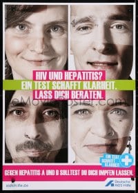 3z355 HIV UND HEPATITIS 17x24 German special poster 2000s HIV/AIDS, get tested!