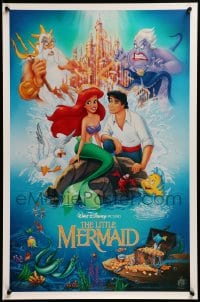3z383 LITTLE MERMAID 18x27 special 1989 Morrison art of cast, Disney underwater cartoon!