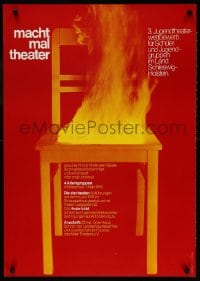 3z158 MACHT MAL THEATER 24x33 German stage poster 1976 art of a burning chair by Holger Matthies!