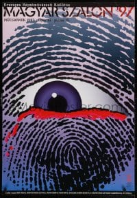 3z096 MAGYAR SZALON '97 27x39 Hungarian museum/art exhibition 1997 fingerprint/eye by Peter Pocs!