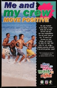 3z392 ME & MY CREW MOVE POSITIVE 11x17 Jamaican special poster 1990s HIV/AIDS, men on beach!