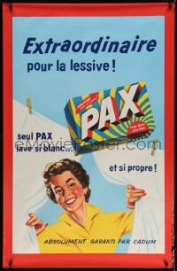 3z088 PAX 31x47 French advertising poster 1960s woman between two sheets on a clothes line!