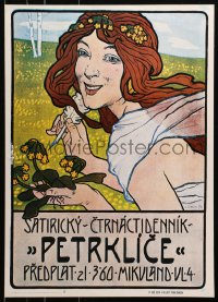 3z436 PETRKLICE 19x27 Czech special poster 1979 woman holding a primrose and a quill!