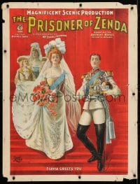 3z178 PRISONER OF ZENDA 21x28 stage poster 1895 coronation art, Daniel Frohman producer!