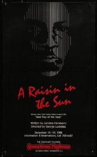 3z179 RAISIN IN THE SUN 15x24 stage poster 1982 George Loukides, written by Lorraine Hansberry!