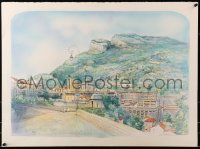 3z042 UNKNOWN ART PRINT signed 22x30 art print 1986 art of Monaco, please help identify artist!