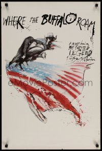 3z487 WHERE THE BUFFALO ROAM 20x30 special poster 1980 great Ralph Steadman art of Hunter S. Thompson & USA!