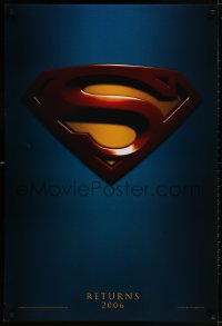 3z929 SUPERMAN RETURNS teaser DS 1sh 2006 Bryan Singer, Routh, Bosworth, Spacey, cool logo!