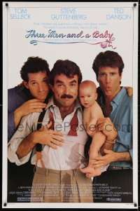 3z945 THREE MEN & A BABY 1sh 1987 Tom Selleck, Ted Danson, Steve Guttenberg!