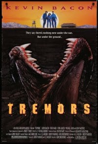 3z954 TREMORS 1sh 1990 Kevin Bacon, Fred Ward, great sci-fi horror image of monster worm!