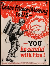3z003 LEAVE FLAME THROWING TO US 12x16 WWII war poster 1942 WWII, Fuller art of soldier & flamethrower!