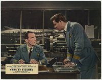 4a929 TROUBLE IN THE SKY English LC 1960 Michael Craig & Peter Cushing at desk, Cone of Silence!