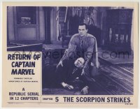 4a200 ADVENTURES OF CAPTAIN MARVEL chapter 5 LC R1953 Tom Tyler in costume helping man on the floor!