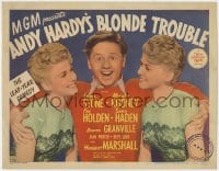 4a001 ANDY HARDY'S BLONDE TROUBLE TC 1944 Mickey Rooney between twins Lee Wilde and Lyn Wilde!