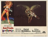 4a231 BARBARELLA LC #3 1968 great image of sexy Jane Fonda flying w/ winged angel John Phillip Law!