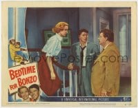 4a240 BEDTIME FOR BONZO LC #2 1951 worried Ronald Reagan between Diana Lynn & Walter Slezak!
