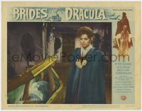 4a278 BRIDES OF DRACULA LC #2 1960 scared Yvonne Monlaur watches Andree Melly rise from coffin!