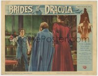 4a280 BRIDES OF DRACULA LC #6 1960 Peter Cushing as Van Helsing shows David Peel a holy water flask!