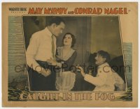 4a309 CAUGHT IN THE FOG LC 1928 May McAvoy stops Conrad Nagel from punching man in their bad!