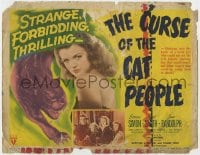 4a025 CURSE OF THE CAT PEOPLE TC 1944 c/u of sexy Simone Simon + great art of snarling cat!