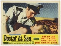4a379 DOCTOR AT SEA LC #8 1956 Naval officer Dirk Bogarde in bed with sexy blonde!