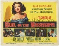 4a032 DUEL ON THE MISSISSIPPI TC 1955 sexy Patricia Medina, America's notorious gambling queen!