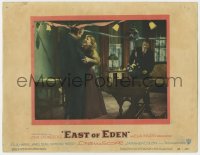 4a396 EAST OF EDEN LC #6 1955 James Dean watches happy Raymond Massey & Julie Harris at party!