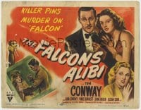 4a035 FALCON'S ALIBI TC 1946 art of detective Tom Conway in tuxedo with pretty Rita Corday!