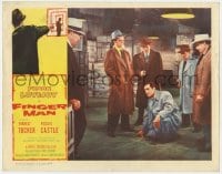 4a420 FINGER MAN LC 1955 Frank Lovejoy is surrounded by bad guys with guns, film noir!
