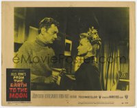 4a455 FROM THE EARTH TO THE MOON LC #6 1958 close up of Joseph Cotten & beautiful Debra Paget!