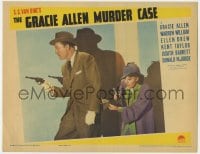 4a480 GRACIE ALLEN MURDER CASE LC 1939 she's examining Warren William's jacket w/magnifying glass!