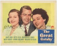 4a484 GREAT GATSBY LC #2 1949 posed portrait of Alan Ladd between Betty Field & Ruth Hussey!
