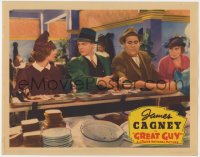 4a485 GREAT GUY LC 1936 close up of James Cagney, Mae Clarke & Edward Brophy eating in diner!
