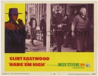 4a492 HANG 'EM HIGH LC #4 1968 tough Clint Eastwood holding Alan Hale at gunpoint!