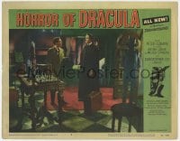 4a519 HORROR OF DRACULA LC #2 1958 John Van Eyssen first meets vampire Christopher Lee, classic!