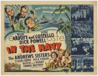 4a051 IN THE NAVY TC 1941 cool art of Bud Abbott & Lou Costello as sailors & the Andrews Sisters!