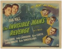 4a053 INVISIBLE MAN'S REVENGE TC 1944 Jon Hall, Carradine, H.G. Wells, cool special effects art!
