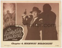 4a543 INVISIBLE MONSTER chapter 4 LC 1950 great close up of the shadowy figure, Highway Holocaust!