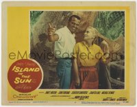 4a546 ISLAND IN THE SUN LC #6 1957 c/u of Joan Fontaine & Harry Belafonte, interracial romance!