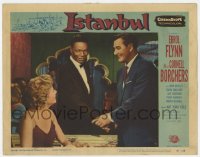 4a548 ISTANBUL LC #4 1957 great singer Nat King Cole between Errol Flynn & Cornell Borchers!