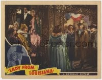 4a584 LADY FROM LOUISIANA LC 1941 John Wayne & Ona Munson arrive at New Orleans masquerade party!