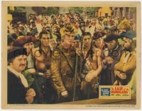 4a590 LAST OF THE MOHICANS LC 1936 Randolph Scott as Hawkeye standing in front of huge crowd!