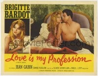4a612 LOVE IS MY PROFESSION LC 1959 sexy Brigitte Bardot in bed with her barechested lover!