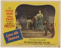 4a614 LOVE ME TENDER LC #8 1956 Debra Paget & Richard Egan watch Elvis Presley play guitar on porch!