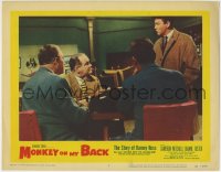 4a647 MONKEY ON MY BACK LC #7 1957 Cameron Mitchell stands over three men sitting at table!